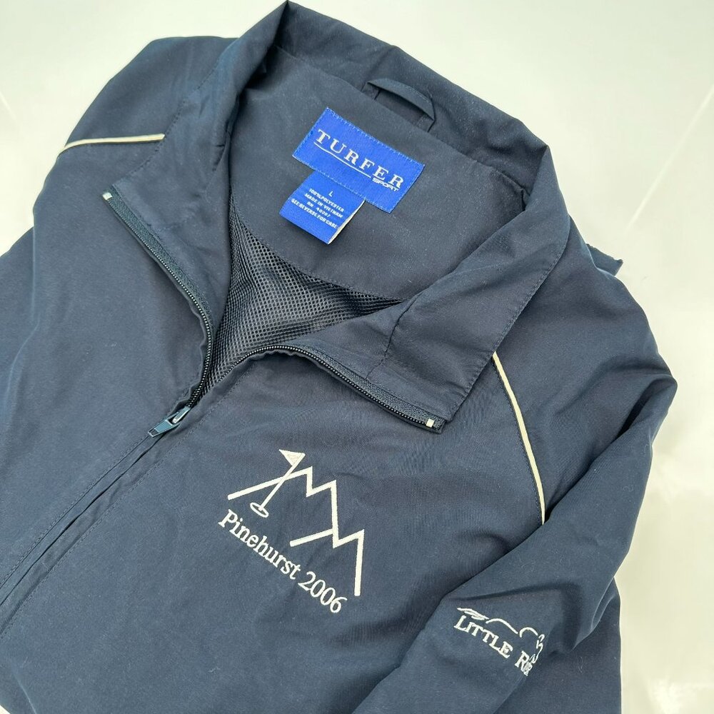 Turfer Sport Mens 1/4 Zip Short Sleeve Golf Pinehurst Pullover, Size Large, Navy